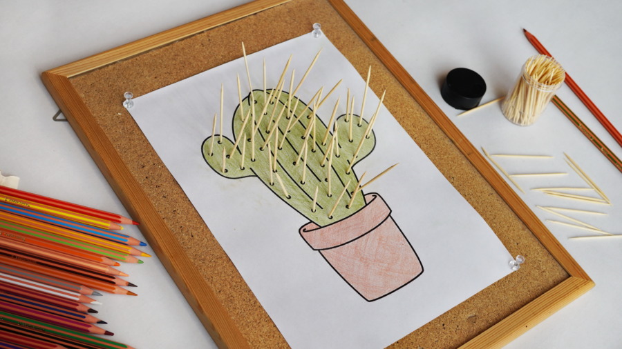 Kaktus z wykałaczek – ćwiczenie motoryki małej i koordynacji wzrokowo-ruchowej